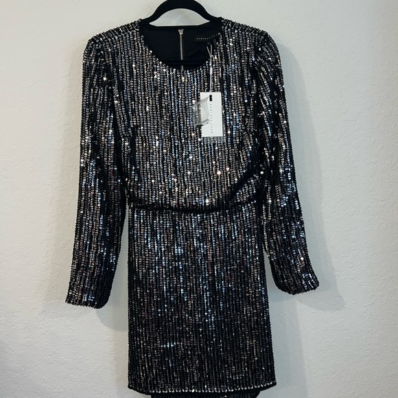 Endless Rose - Open back sequin dress mini long sleeves size S - Picture 4 of 16